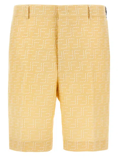 FENDI YELLOW JACQUARD BERMUDA SHORTS
