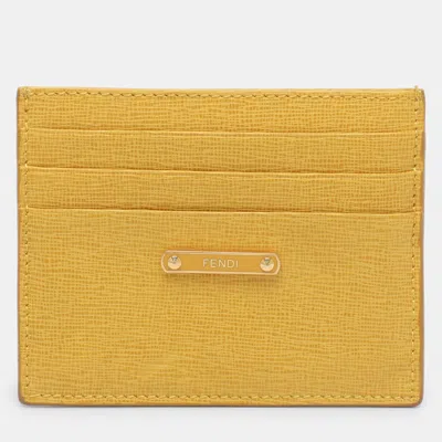 Pre-owned Fendi Yellow Leather Card Holder