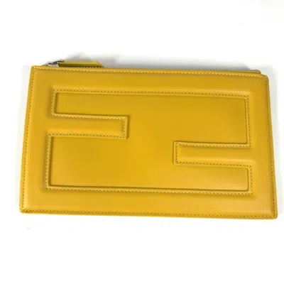 Pre-owned Fendi Yellow Leather Clutch Bag Pouch ()