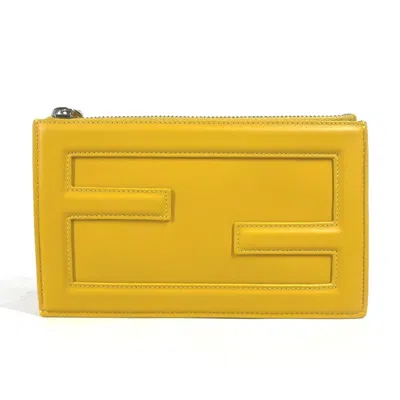 Pre-owned Fendi Yellow Leather Clutch Bag Pouch ()