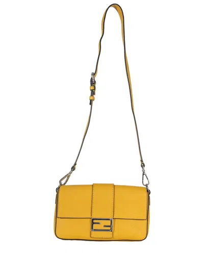 Pre-owned Fendi Yellow Leather Cuoio Romano Selleria Belt Baguette Bag (authentic Pre-  Loved)