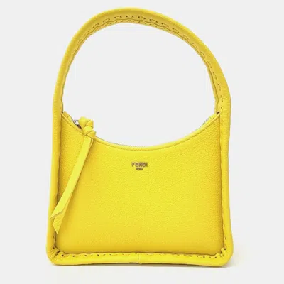 Pre-owned Fendi Yellow Leather Fendesense Hobo Mini Bag