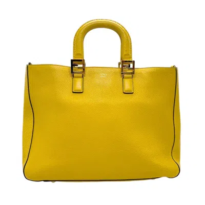 Pre-owned Fendi Yellow Leather Handbag Shoulder Bag ()