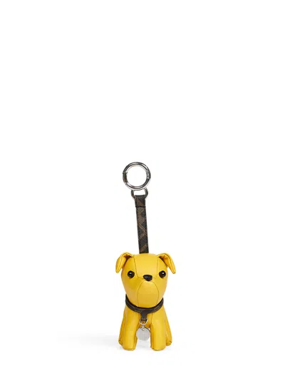 Fendi Yellow Leather Ito Dog-shaped Charm In Gold