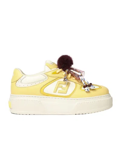 Fendi Match Pompom-embellished Platform Sneakers In Multi