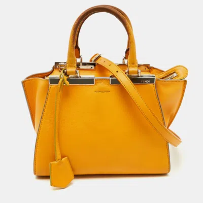Pre-owned Fendi Yellow Leather Mini 3jours Tote