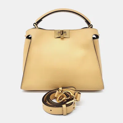 Pre-owned Fendi Yellow Leather Peekaboo Essentially Mini