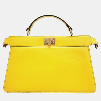 Pre-owned Fendi Yellow Leather Peekaboo I See You Tote Handbag