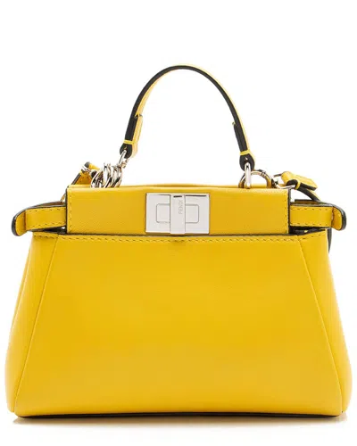 Pre-owned Fendi Yellow Leather Peekaboo Micro Shoulder Bag (authentic Pre-loved)