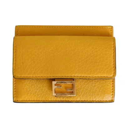 Pre-owned Fendi Yellow Leather Wallet (bi-fold) ()