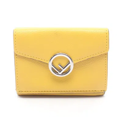 Pre-owned Fendi Yellow Leather Wallet (tri-fold) ()