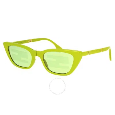 Fendi Yellow Logo Cat Eye Ladies Sunglasses Fe40089i 39l 53 In Green