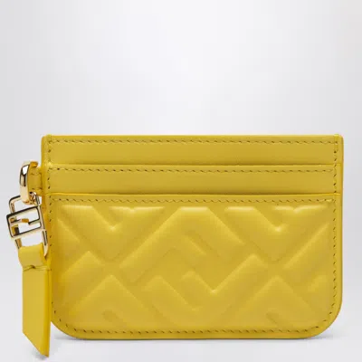 Fendi Yellow Nappa Leather Baguette Card Case With Ff Motif