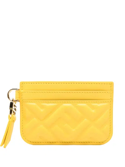 Fendi Yellow Nappa Leather Baguette Card Case With Ff Motif