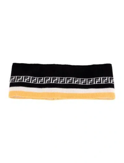 Pre-owned Fendi Yellow Pattern Printed Fleece Wool Head Band