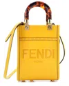 Fendi Yellow Sheep Leather Sunshine Shopper Tote Mini (authentic Pre-loved) In Gold