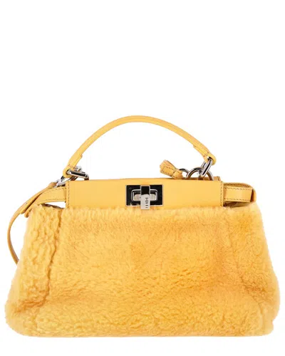 Fendi Yellow Sheep Skin Mini Peekaboo Shearling Handbag (authentic Pre-loved)