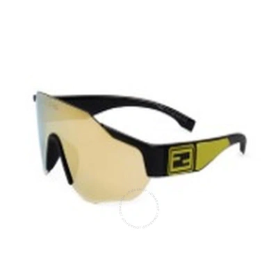 Fendi Yellow Shield Men's Sunglasses Fe40088u-y 000 00 In Black / Yellow