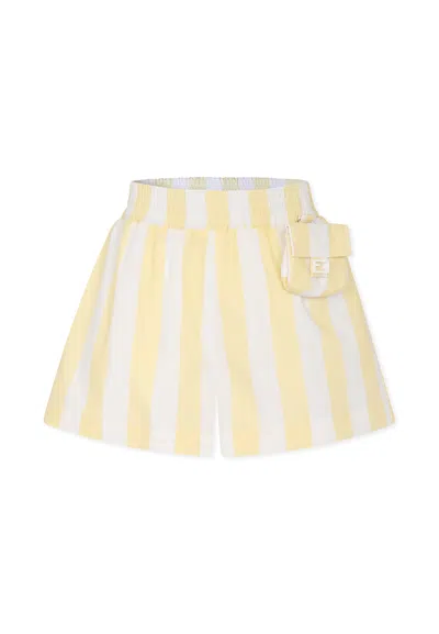 Fendi Kids' Yellow Shorts For Girl With Pequin Print