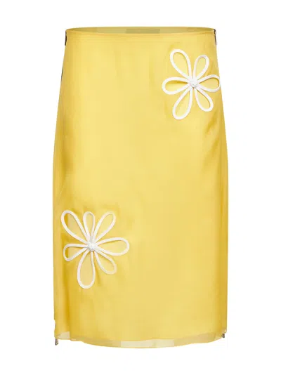 Fendi Organza Midi Skirt In Yellow