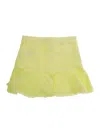 Fendi Yellow Skirt With Tonal Logo Embroidery On The Front And Fringed Hem In Cotton Blend Girl In Yellow