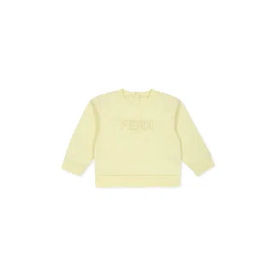 Fendi Yellow Sweatshirt For Babykids With Logo