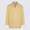Fendi Yellow Wool Coat In Yellow