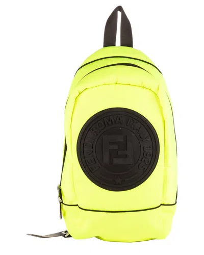 Pre-owned Fendi Yellow/black Nylon Canvas Roma Sling Bag (authentic Pre-loved)
