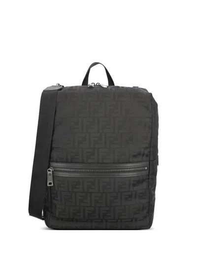 Fendi Backpack For Him In Nylon Ff In Black