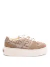 Fendi Match Canvas And Suede Low-top Sneakers In Neutral
