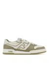 Fendi Leather Sneakers With Ff Lateral Logo In Green