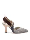 Fendi Colibri Embroidered High-heeled Sandals In Brown