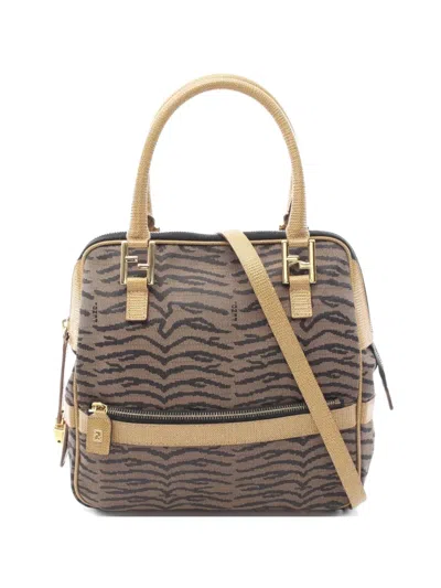 Pre-owned Fendi Zebra Canvas Tote Bag In Neutral