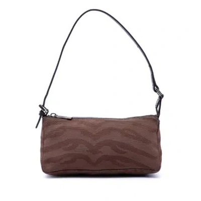 Pre-owned Fendi Zebra Print Canvas Pochette In Brown