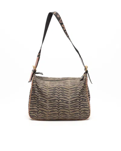 Fendi Zebra Shoulder Bag In Brown