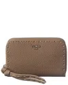 Fendi Zip Around Peekaboo Mini Leather Wallet In Brown