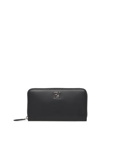 Fendi Zip Around Squared Ff Wallet In Black