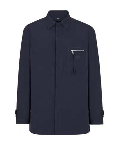 Fendi Zip-detailed Shirt Coat In Black