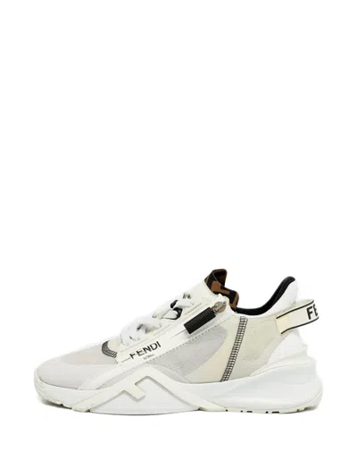 Pre-owned Fendi Zip-fastening Sneakers In White