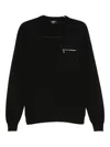 Fendi Regular Fit Wool Blend Pullover With Pockets In Black