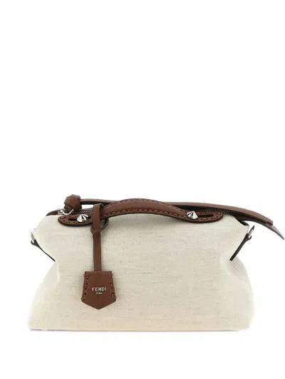 Fendi Zip-top Saddlery-stitching Handbag In White