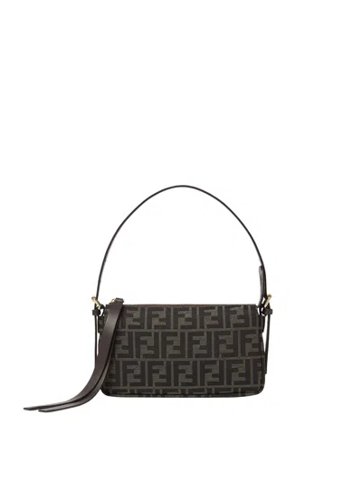 Fendi Mini Shoulder Bag With Adjustable Leather Strap In Brown