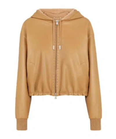 Fendi Zip-up Hooded Jacket In Nude