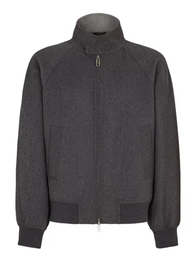 Fendi Zip-up Jacket In Grey