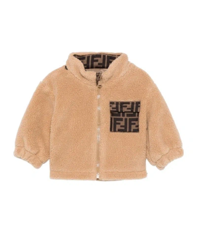 Fendi Zip-up Jacket In Beige