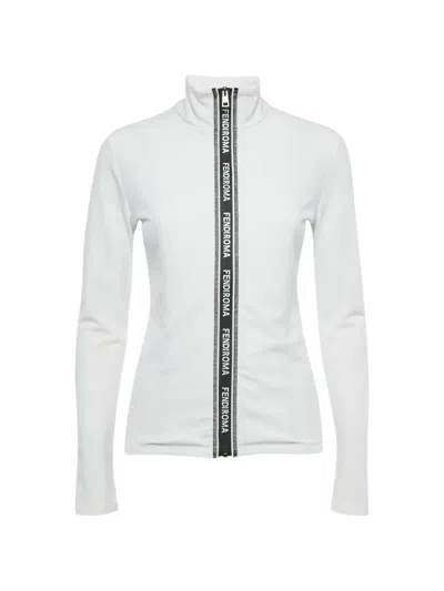 Pre-owned Fendi Zip-up Jacket In White