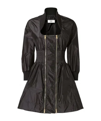 Fendi Zip-up Mini Dress In Black
