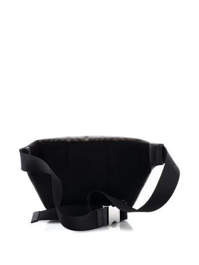 Pre-owned Fendi Zip Zucca Coated Canvas And Leather Belt Bag In Black