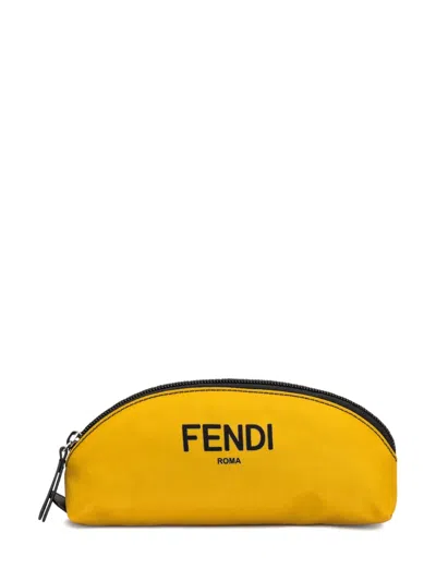 Fendi Kids' Zip-fastening Pencil Case In Yellow