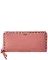 Fendi Zipper Around Peekaboo Large Leather Wallet In Pink